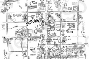 Hand drawn map of Midtown Phoenix, AZ by Jen Urso #map #downtownphoenix
